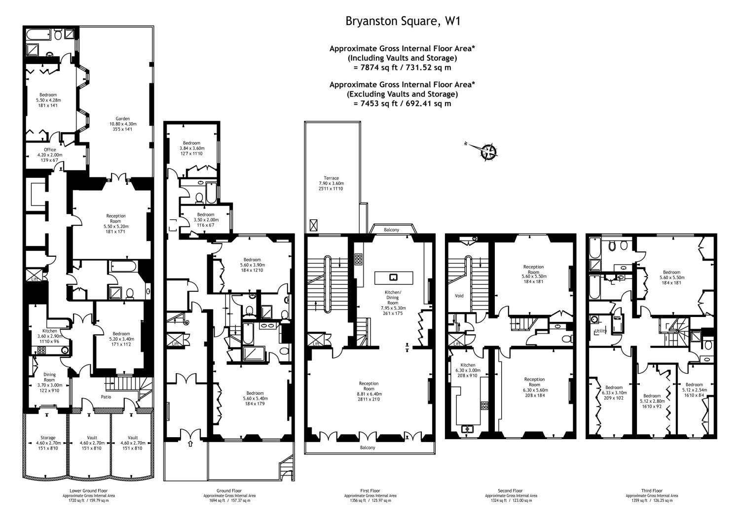 10 bedroom house completed in Bryanston Square, London, W1 Sandfords